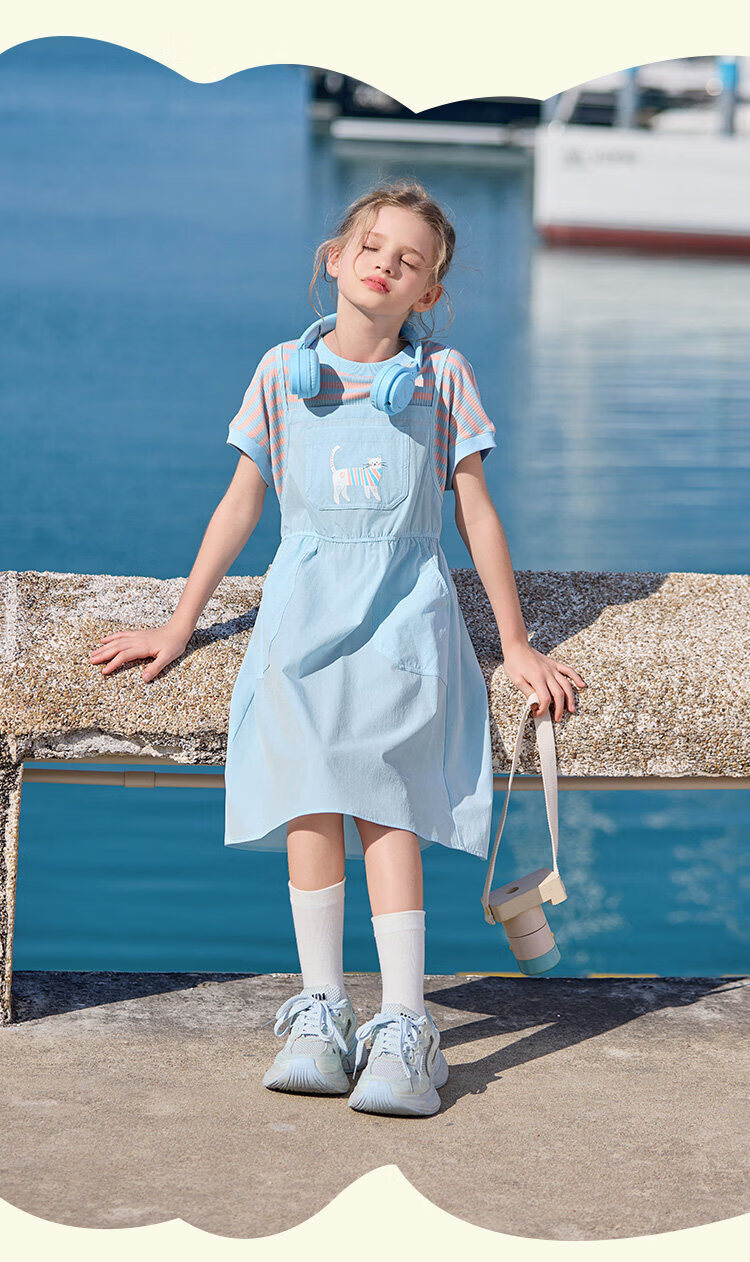 CHANZUIGOU Girls' Two-in-One Energetic T-Shirt Dress with Spliced Suspender Skirt 2026 Summer New Fashion 20